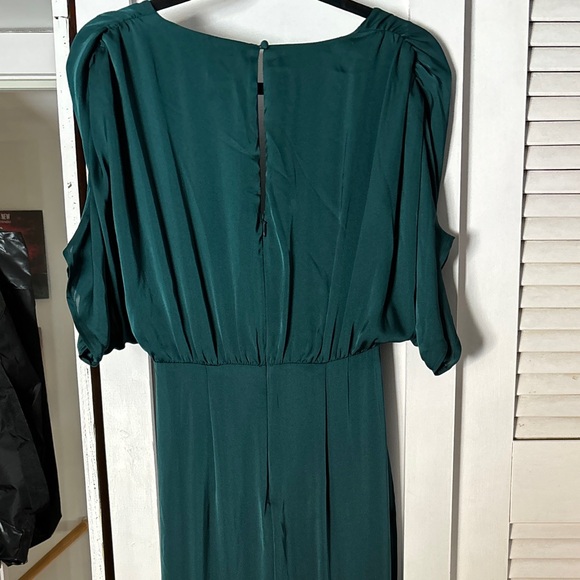 Express peacock emerald satin faux wrap gown - Picture 10 of 12
